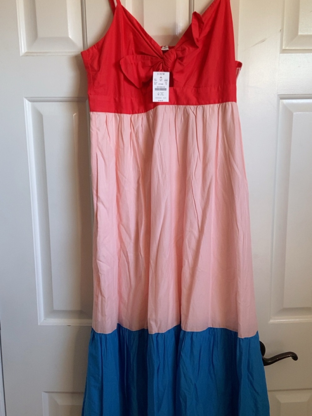 Colorblock Maxi Dress in Red, Pink & Blue